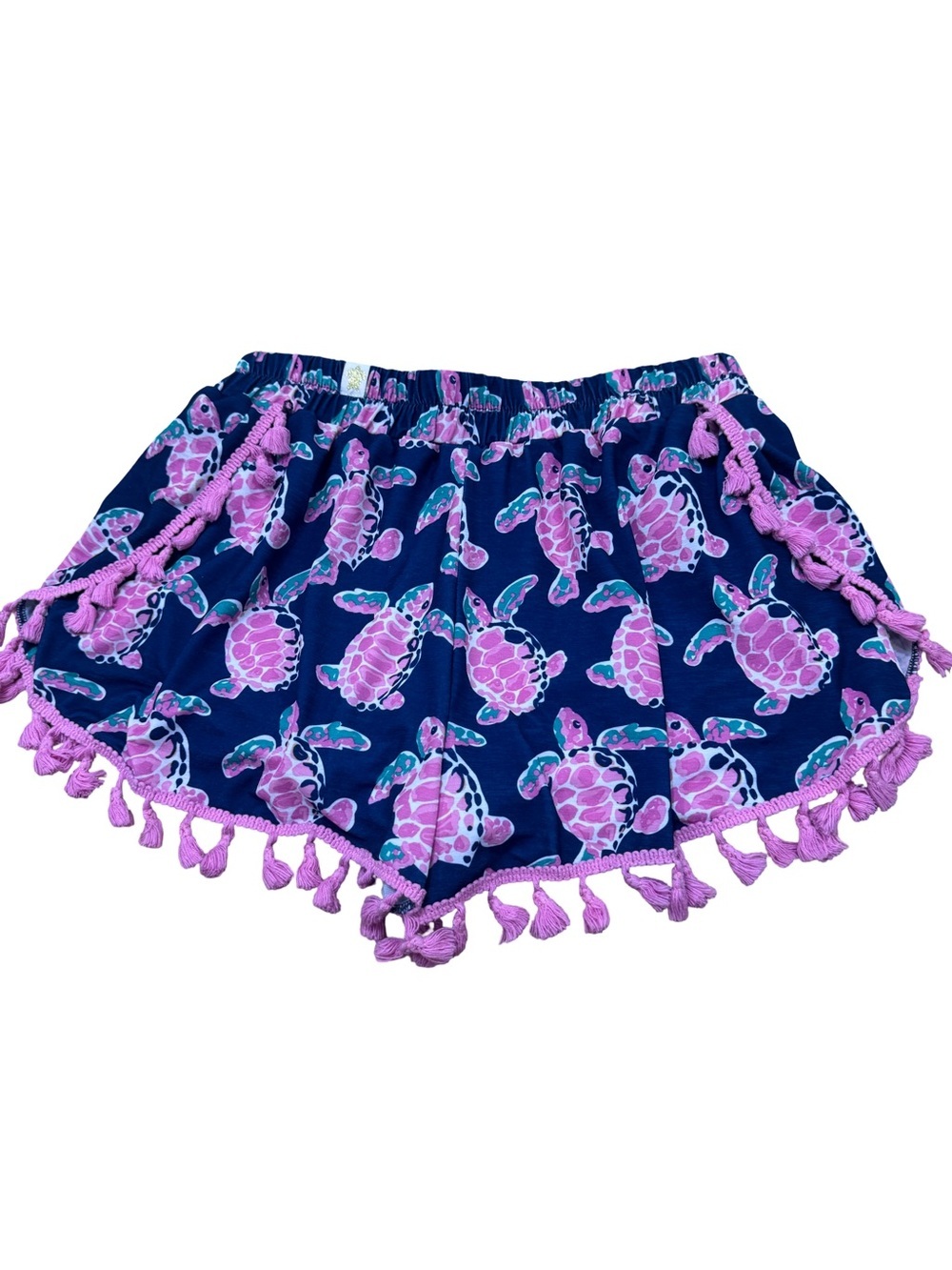 Simply Southern Navy & Pink Sea Turtle Tassel Shorts Size Small/Medium